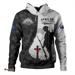 Amazing Aussie Australia Anzac Day Lest We Forget Black Grunge Style Hoodie