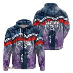 Melbourne Storm Zip Hoodie ANZAC Day Aboriginal