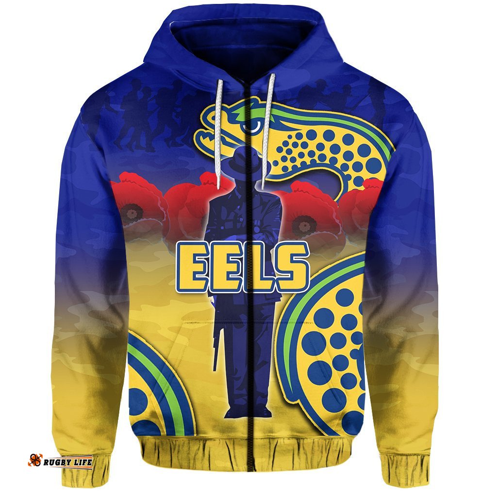 Parramatta Eels Zip Hoodie ANZAC Day Army Patterns