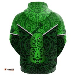 New Zealand Maori Rugby Zip Hoodie Pride Version Green