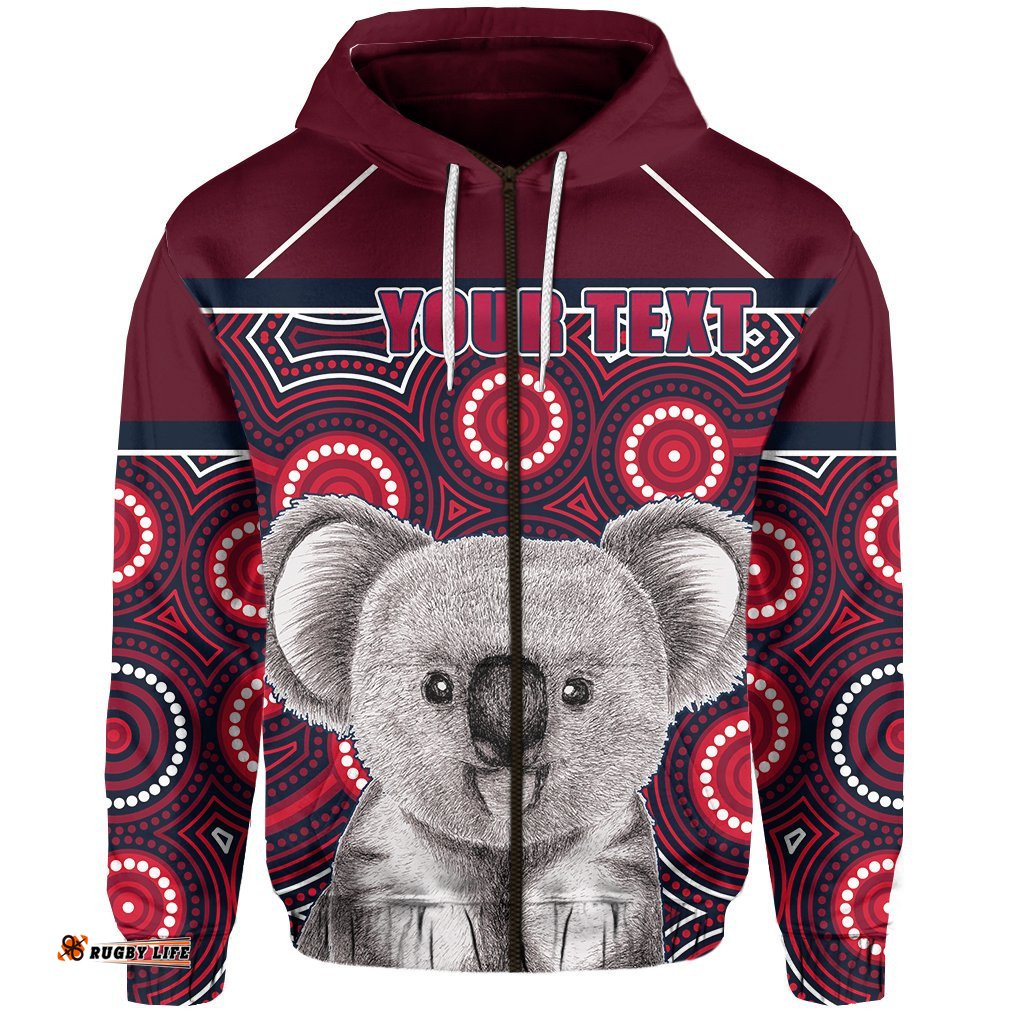 Custom Personalised Reds Rugby Australian Zip Hoodie Simple Indigenous Queensland