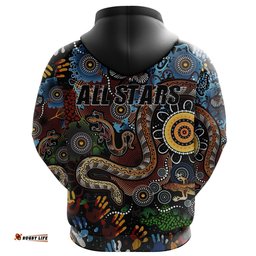 Custom Personalised Australia Indigenous Zip Hoodie All Stars