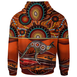 Aboriginal Zip Up Hoodie Kangaroo With Dot Painting