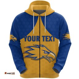 Custom Personalised Eagles Zip Hoodie West Coast Gold