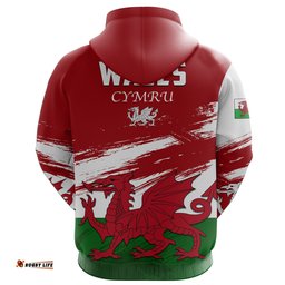 Wales Cymru Rugby Hoodie Grunge Style