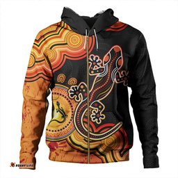 Amazing Aussie Australia Aboriginal Lizard Dreaming Outback Orange Hoodie