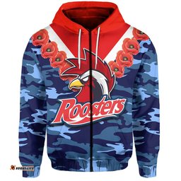 Roosters Zip Hoodie ANZAC Day Army Patterns