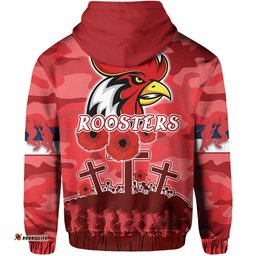 Roosters ANZAC Day Zip Hoodie Military Red
