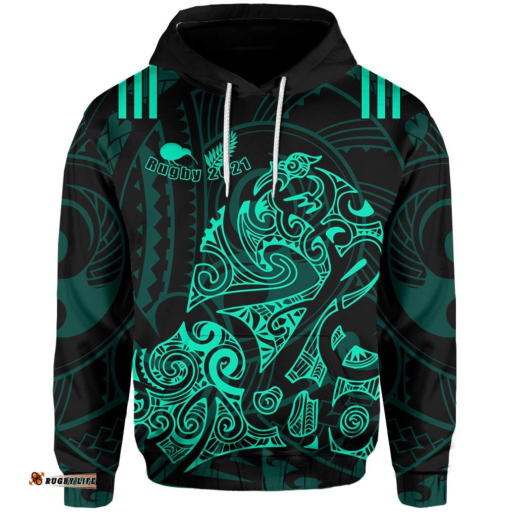Aotearoa Super Rugby Hoodie Maori Kiwi Turquoise