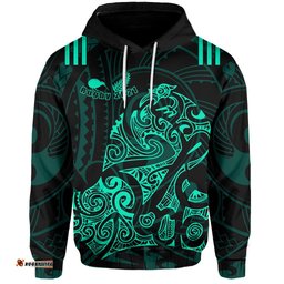 Aotearoa Super Rugby Hoodie Maori Kiwi Turquoise