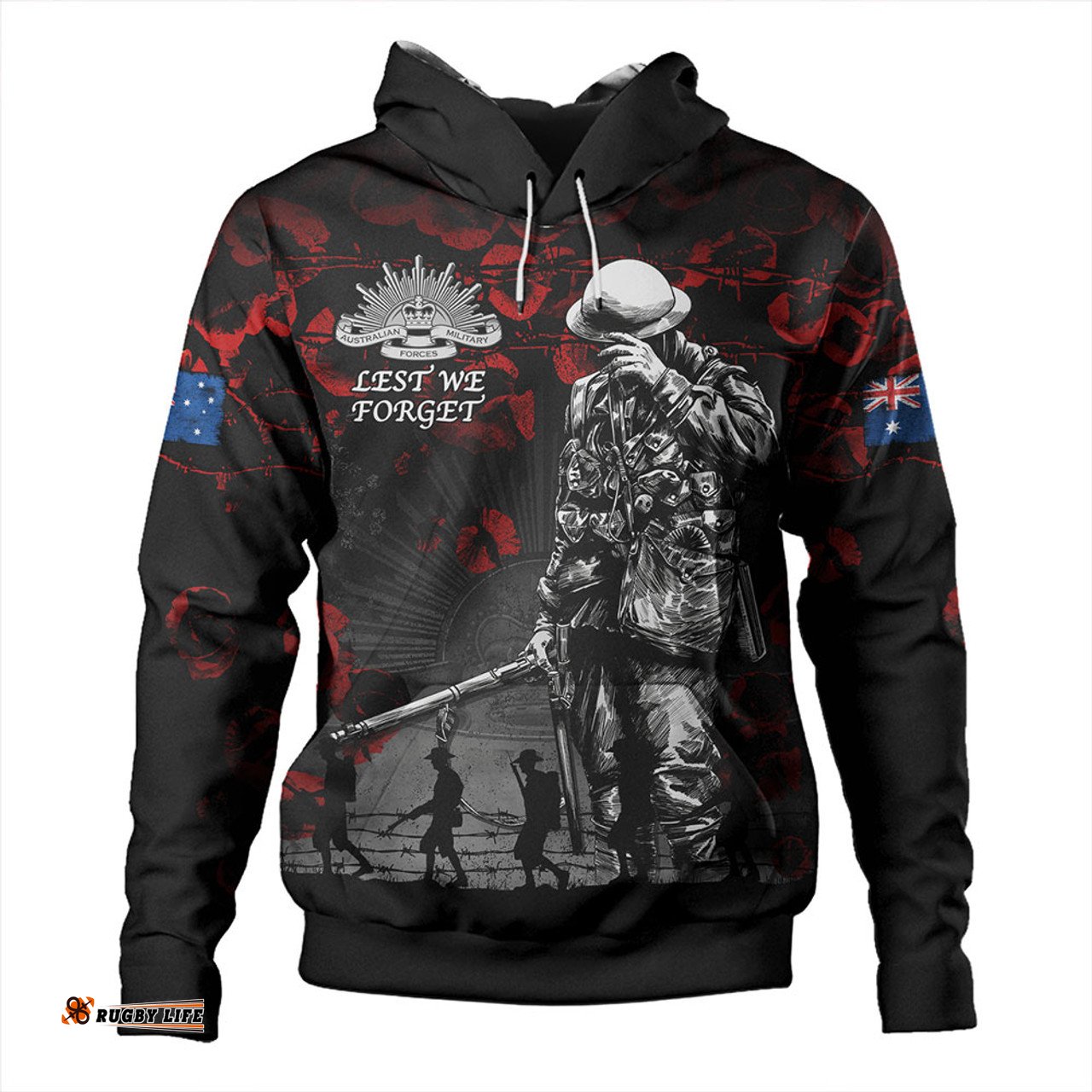 Amazing Aussie Australia Anzac Day Poppy Pride Honoring The Fallen Hoodie
