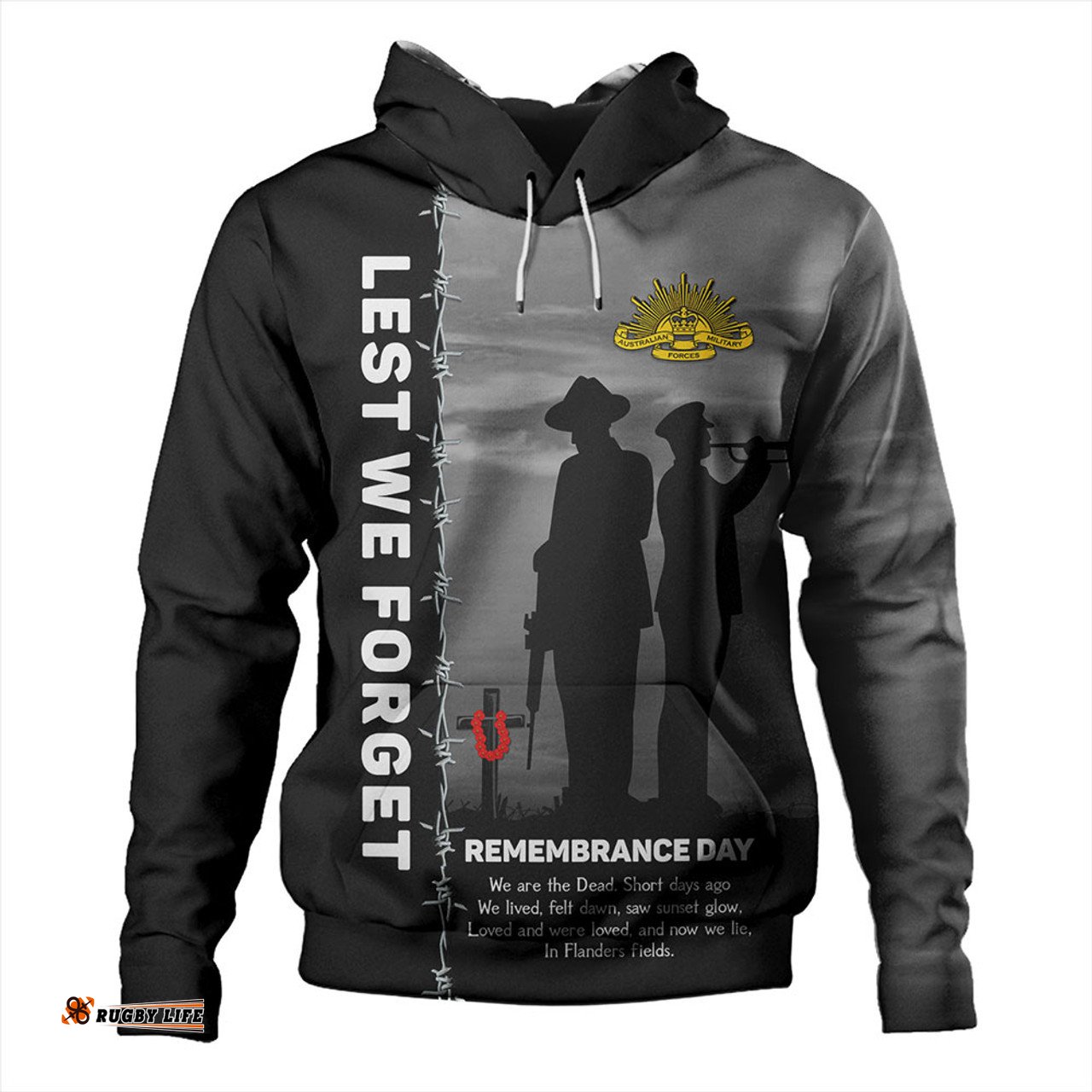 Amazing Aussie Australia Remembrance Day We Shall Not Forget We Will Remember Them Black Hoodie