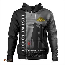 Amazing Aussie Australia Remembrance Day We Shall Not Forget We Will Remember Them Black Hoodie
