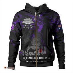 Amazing Aussie Australia Anzac Day Purple Poppy Tribute Remembered Together Hoodie