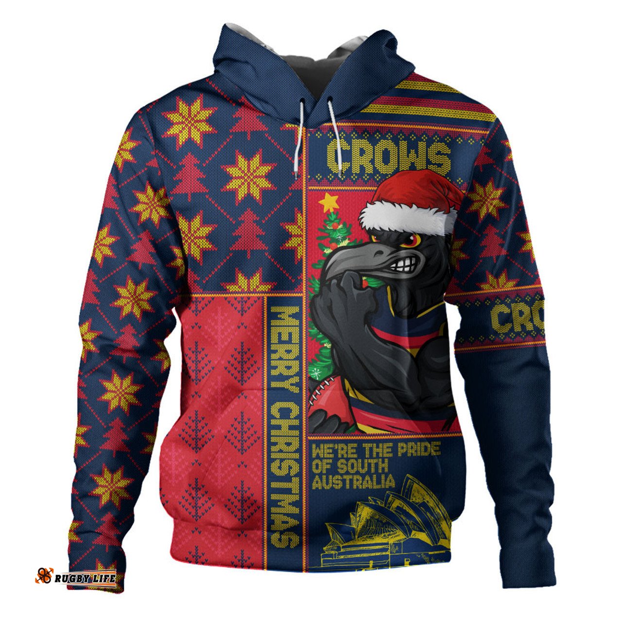 Amazing Aussie Adelaide Crows Merry Christmas Knit Style Festive Spirit Hoodie