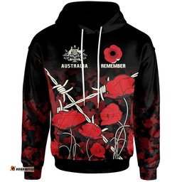 Amazing Aussie Australia Anzac Anzac with Remembrance Poppy Flower Hoodie