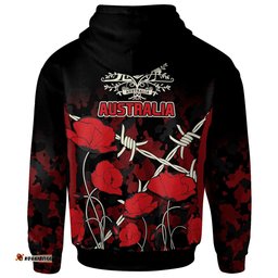 Amazing Aussie Australia Anzac Anzac with Remembrance Poppy Flower Hoodie