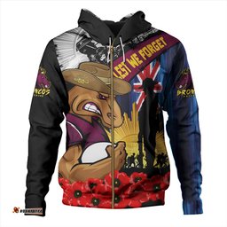 Amazing Aussie Brisbane Broncos United In Spirit Anzac Day Tribute Hoodie