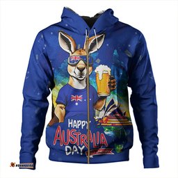 Amazing Aussie Australia Happy Australia Day Funny Kangaroo With Beer Hoodie