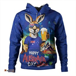 Amazing Aussie Australia Happy Australia Day Funny Kangaroo With Beer Hoodie