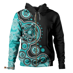 Amazing Aussie Australia Indigenous Turtle Aboriginal Dot Art Turquoise Hoodie