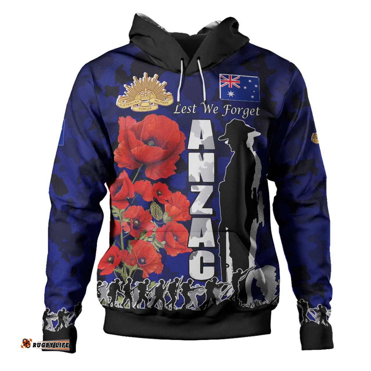 Amazing Aussie Australia Anzac Custom Anzac day Lest We Forget With Poppies And Camo Pattern Hoodie