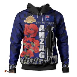 Amazing Aussie Australia Anzac Custom Anzac day Lest We Forget With Poppies And Camo Pattern Hoodie