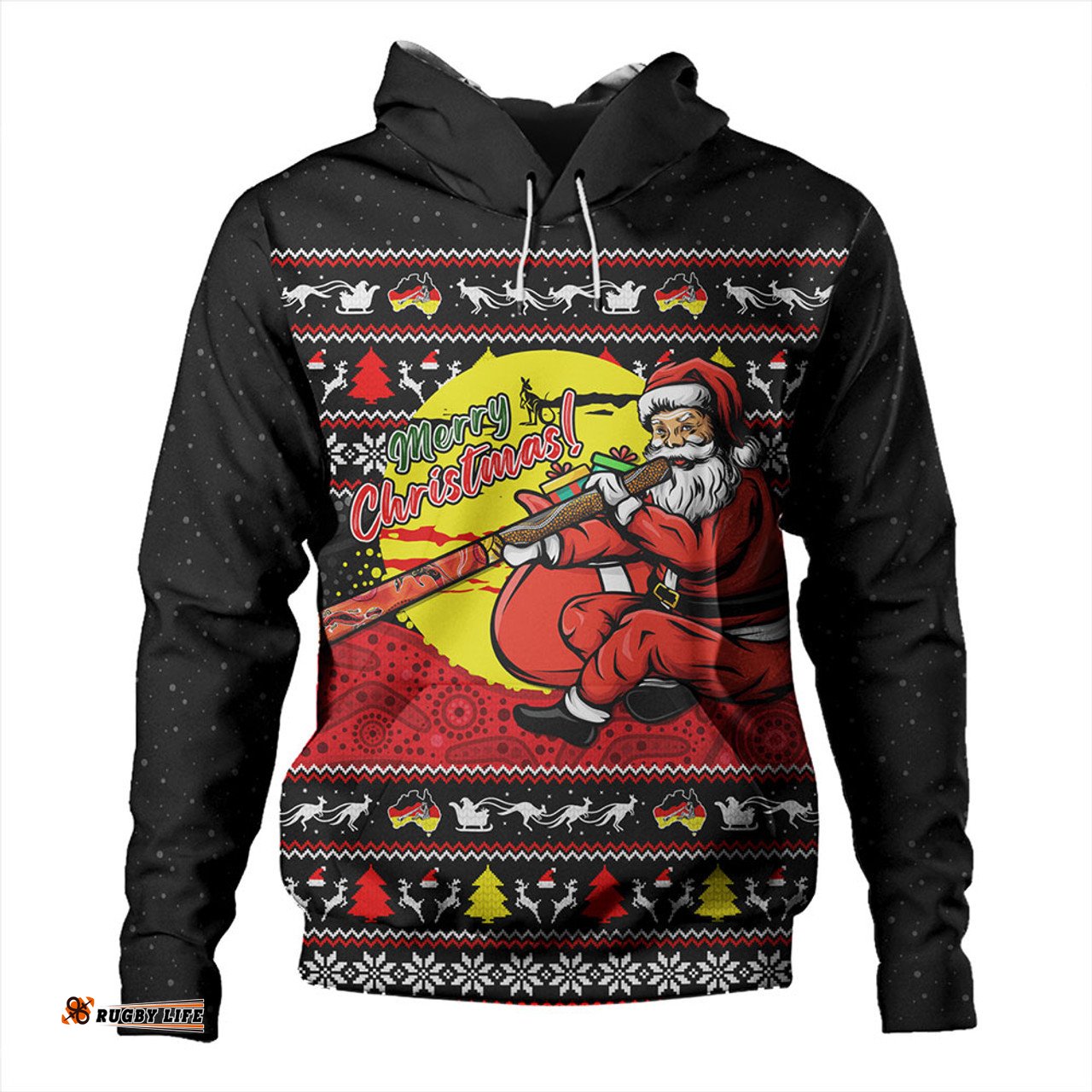 Amazing Aussie Australia Aboriginal Didgeridoo Santa Christmas Hoodie