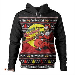 Amazing Aussie Australia Aboriginal Didgeridoo Santa Christmas Hoodie
