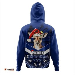 Amazing Aussie Australia Holiday Kangaroo Merry Christmas Blue Hoodie