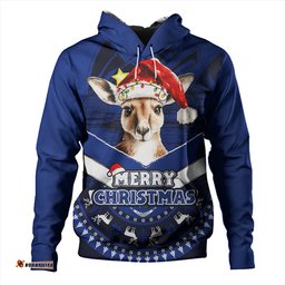 Amazing Aussie Australia Holiday Kangaroo Merry Christmas Blue Hoodie