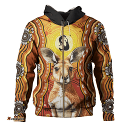 Amazing Aussie Australia Aboriginal Kangaroo Dreaming With Dot Art Hoodie