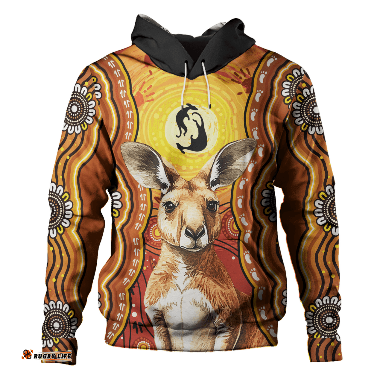 Amazing Aussie Australia Aboriginal Kangaroo Dreaming With Dot Art Hoodie