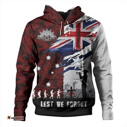 Amazing Aussie Australia Remembrance Day Lest We Forget Australian Military Tribute Red Hoodie