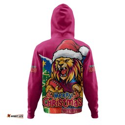 Amazing Aussie Brisbane Lions Santa Scoring Touchdown On Christmas Game Day Hoodie