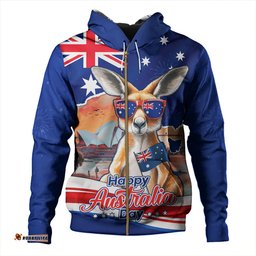 Amazing Aussie Australia Happy Australia Day Kangaroo With Sydney Opera House At Sunset Hoodie