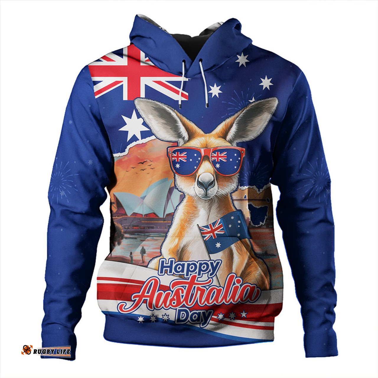 Amazing Aussie Australia Happy Australia Day Kangaroo With Sydney Opera House At Sunset Hoodie
