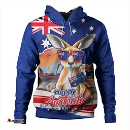 Amazing Aussie Australia Happy Australia Day Kangaroo With Sydney Opera House At Sunset Hoodie