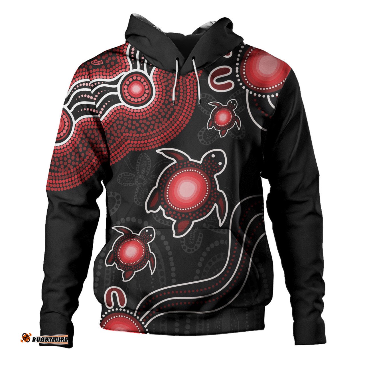 Amazing Aussie Australia Aboriginal Turtle Dreaming Journey Featuring Dot Art Red Hoodie
