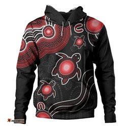Amazing Aussie Australia Aboriginal Turtle Dreaming Journey Featuring Dot Art Red Hoodie