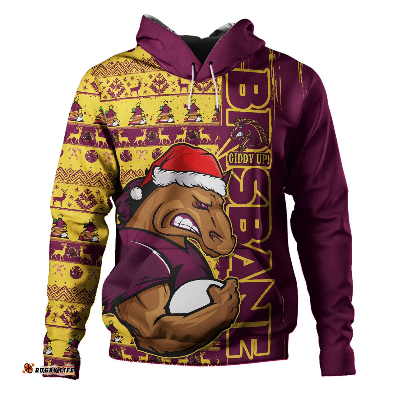 Amazing Aussie Brisbane Broncos Merry Ugly Xmas Nordic Pattern Style Hoodie
