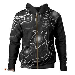 Amazing Aussie Australia Aboriginal Turtle Dreaming Journey Featuring Dot Art Black Hoodie
