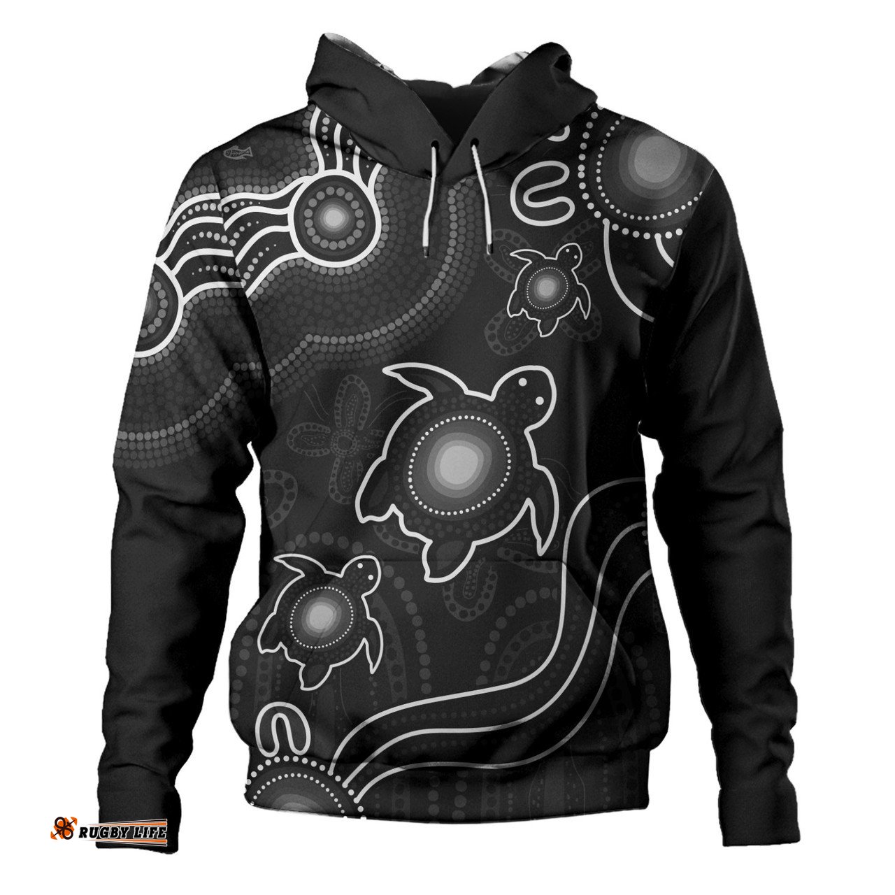 Amazing Aussie Australia Aboriginal Turtle Dreaming Journey Featuring Dot Art Black Hoodie