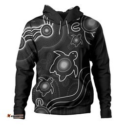 Amazing Aussie Australia Aboriginal Turtle Dreaming Journey Featuring Dot Art Black Hoodie