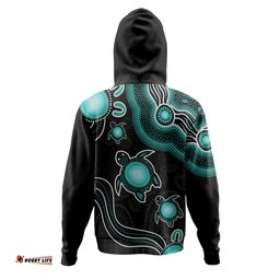 Amazing Aussie Australia Aboriginal Turtle Dreaming Journey Featuring Dot Art Turquoise Hoodie
