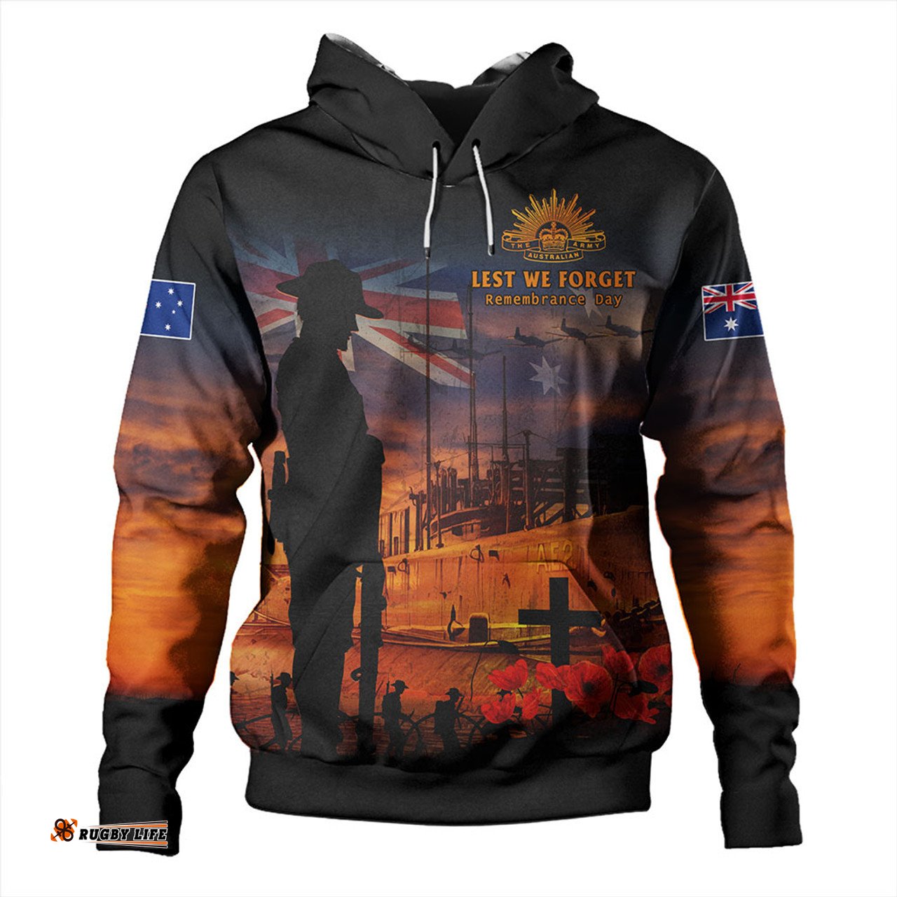 Amazing Aussie Australia Sunset Of Sacrifice And Remembrance Day Honor Black Hoodie