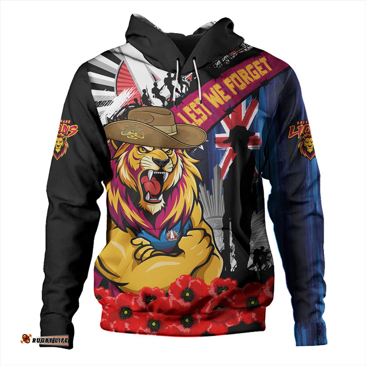 Amazing Aussie Brisbane Lions Anzac Day Honor United In Spirit Hoodie