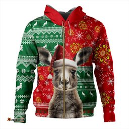 Amazing Aussie Australia Aboriginal Dot With Kangaroo Santa Hat Designs Hoodie