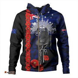 Amazing Aussie Australia Poppy Line Anzac Memorial Blue Hoodie