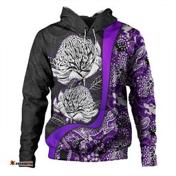 Amazing Aussie Australia Warratah Goanna Aboriginal Waratah Flowers With Purple Lizards, Stones, Sand Dot Art Painting Inspired Hoodie